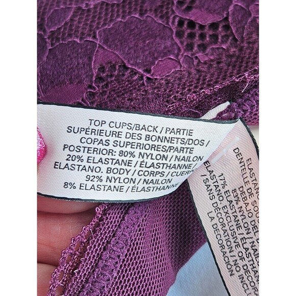 VS floral lace unlined triangle bralette NEW Med Burgany (Wine) - Picture 6 of 7